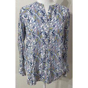 Loft Womens Petites XSP Blouse Long Sleeves Paisley